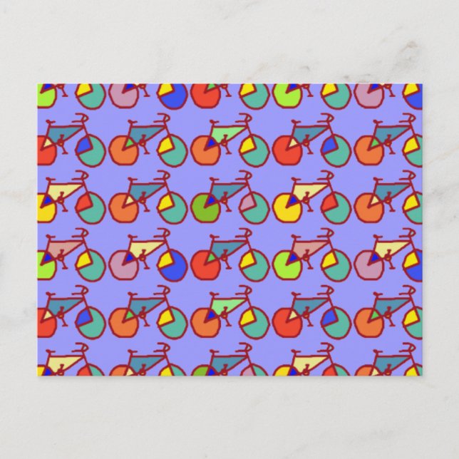 colourful bikes pattern postcard (Front)