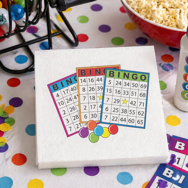 Colourful Bingo Game Cards with Chips Napkin (Creator Uploaded)