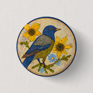 Colourful bird 3 cm round badge