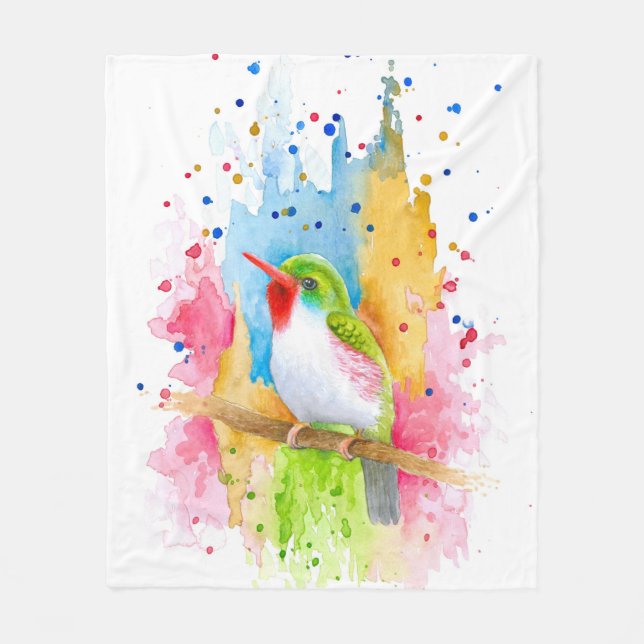 Colourful bird 72 fleece blanket (Front)