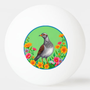 Colourful Bird Amid Blooming Flowers Ping Pong Ball