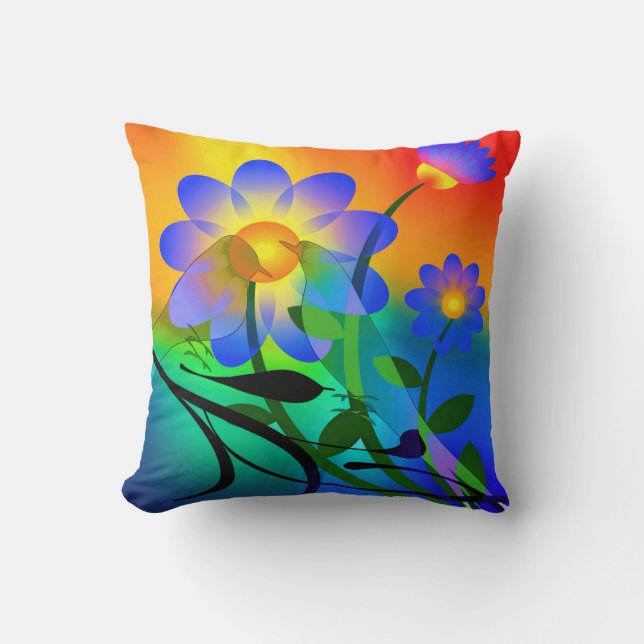 Colourful Bird and Flower cushion and (Front)
