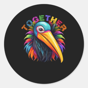 Colourful Bird Art Graphic Classic Round Sticker