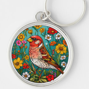 Colourful Bird Artwork Key Ring
