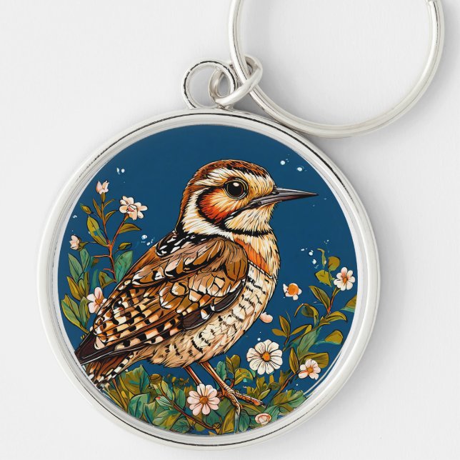 Colourful Bird Artwork Key Ring (Front)
