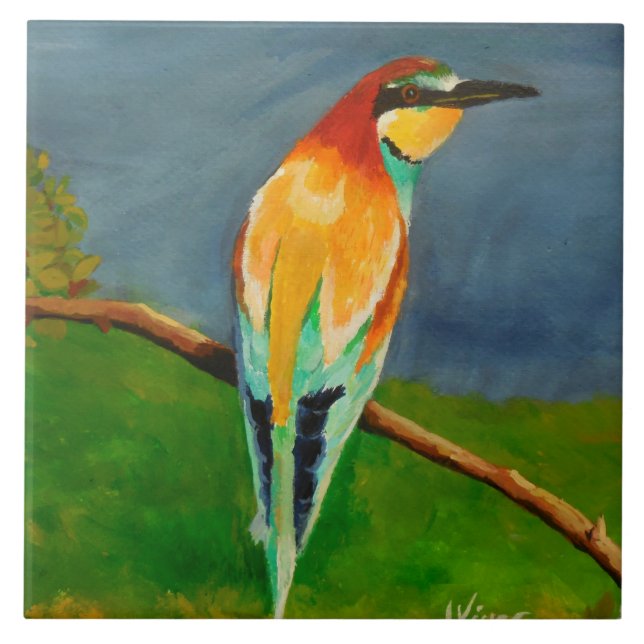 Colourful Bird Ceramic Tile (Front)