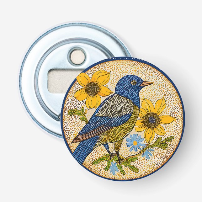 🦜 Colourful Bird Dot Art Gift Idea 🍾 Bottle Opener (Front)