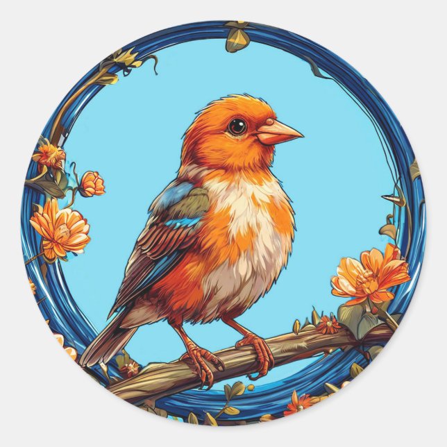 🦜 Colourful Bird Floral Frame Sticker Gift 🦜 (Front)