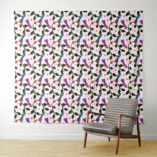 Colourful Bird Floral Seamless Pattern  Tapestry