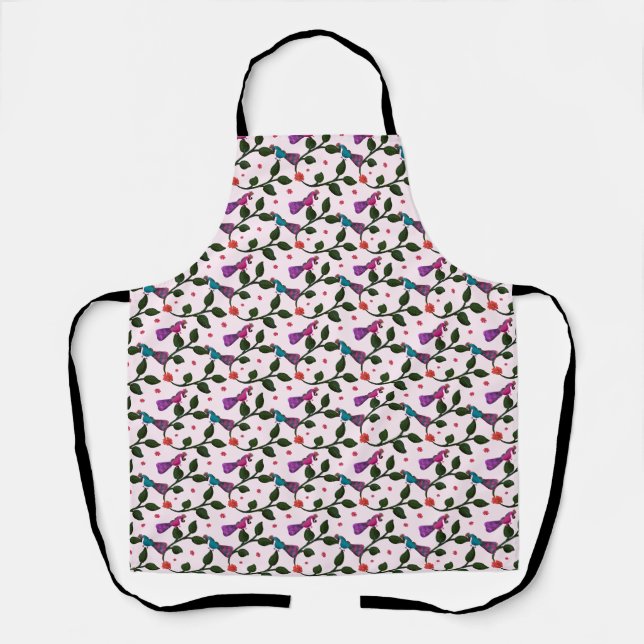 Colourful Bird Floral Seamless Pattern  Tapestry Apron (Front)