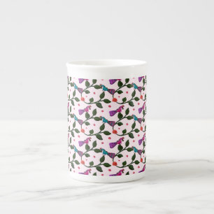 Colourful Bird Floral Seamless Pattern Tapestry Bone China Mug