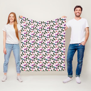 Colourful Bird Floral Seamless Pattern Tapestry Fleece Blanket