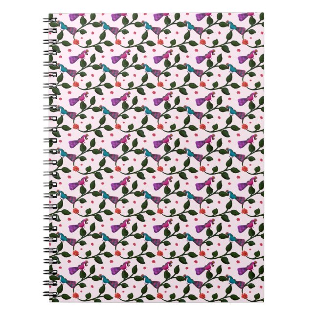 Colourful Bird Floral Seamless Pattern  Tapestry Notebook (Front)