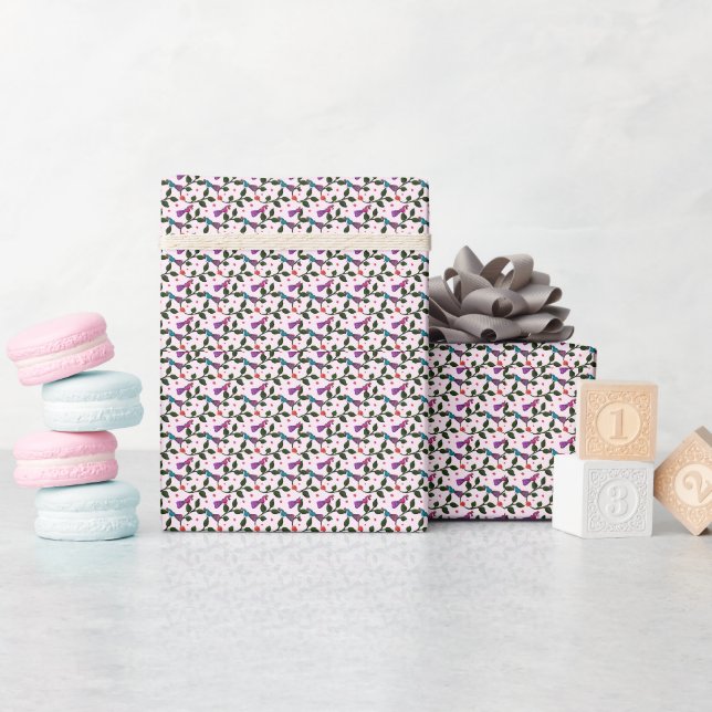 Colourful Bird Floral Seamless Pattern  Tapestry Wrapping Paper (Baby Shower)