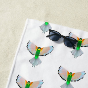 Colourful Bird Flying Beach Towel