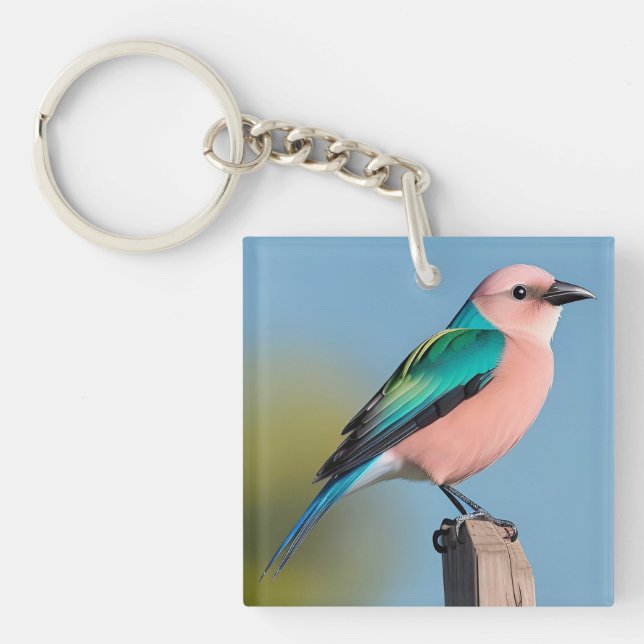 🐦 Colourful Bird Illustration For Nature Style 🐦 Key Ring (Front)
