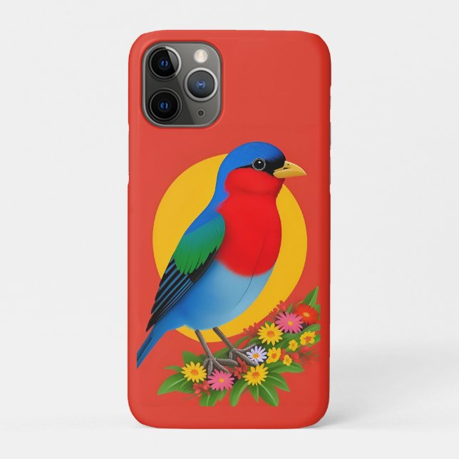 Colourful Bird Illustration With Floral Background Case-Mate iPhone Case (Back)
