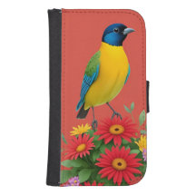 Colourful Bird Illustration With Floral Background