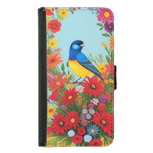 Colourful Bird Illustration With Floral Background