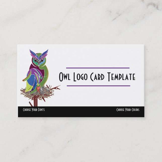 Colourful Bird in a Nest Owl Logo Business Card (Front)