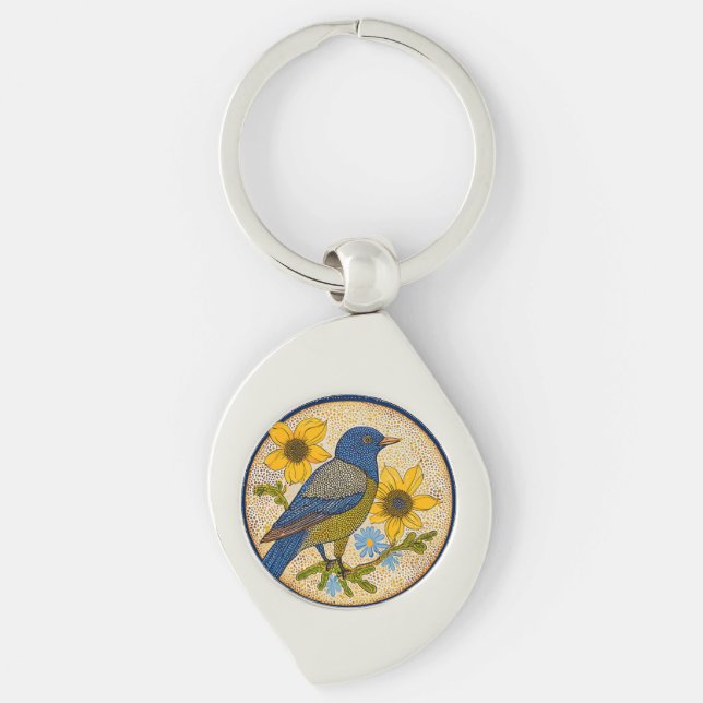 Colourful bird  key ring (Front)