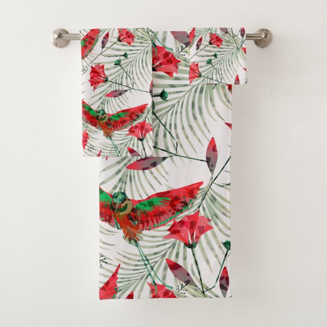 Colourful bird of Paradise stylish Bath Towel Set (Insitu)