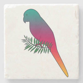 Colourful Bird on a Branch Marble Stone Coaster