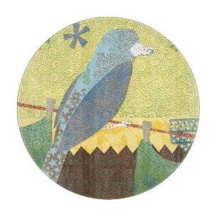 Colourful Bird on a Wire Cutting Board