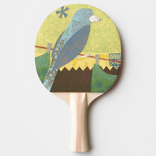 Colourful Bird on a Wire Ping Pong Paddle (Front)