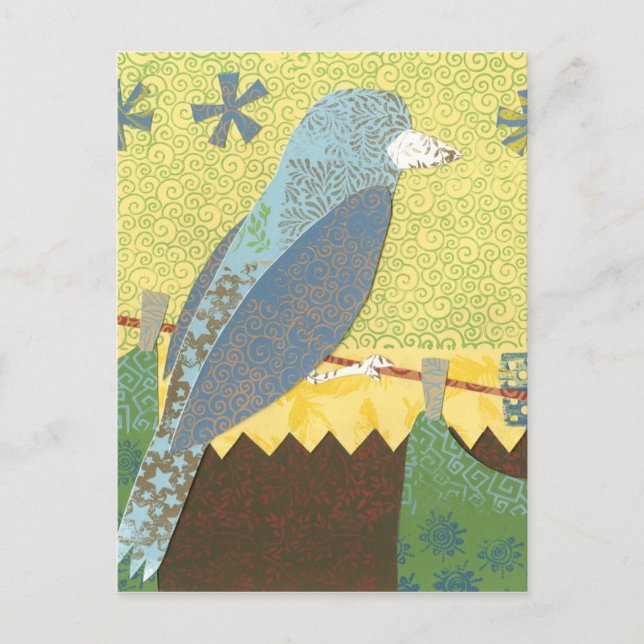 Colourful Bird on a Wire Postcard (Front)