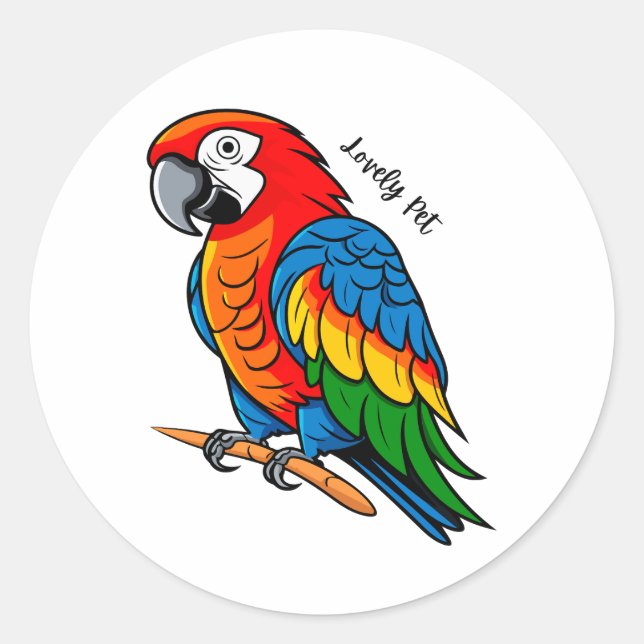 Colourful Bird Parrot Classic Round Sticker (Front)