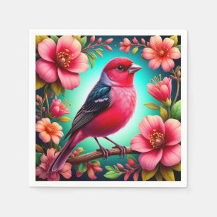 Colourful Bird Perched on Branch Napkin