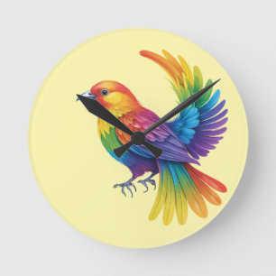 Colourful Bird Round Clock