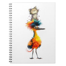 Colourful Bird Spiral Notebook, Whimsical Bird Lov