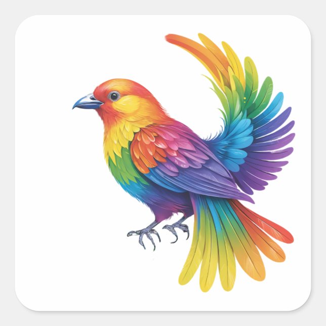 Colourful Bird Square Sticker (Front)