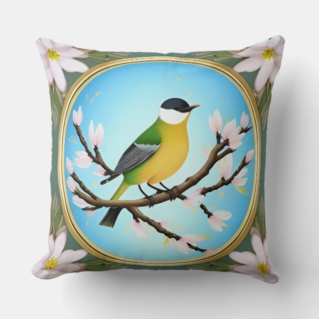 🌿 Colourful Bird Throw Pillow Nature Lover Gift � (Front)