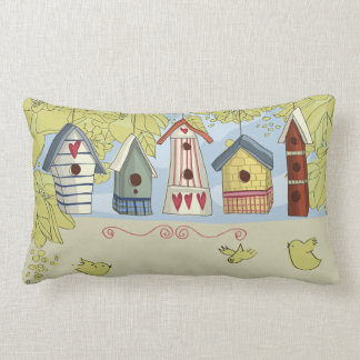 Colourful Birdhouses Lumbar or Throw Pillow