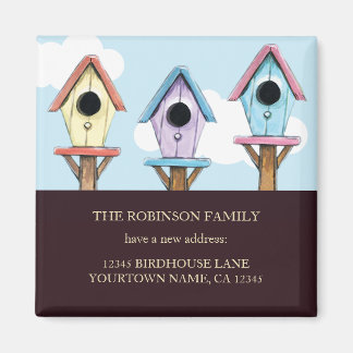 Colourful Birdhouses | New Address Keepsake Magnet