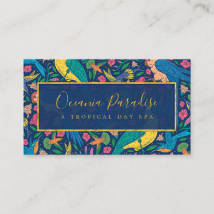 Colourful Birds and Flowers Pattern Business Card