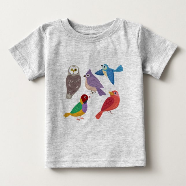 Colourful Birds Baby T-Shirt (Front)