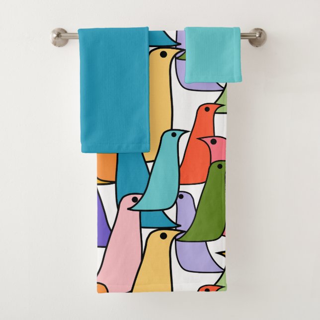 Colourful Birds  Bath Towel Set (Insitu)