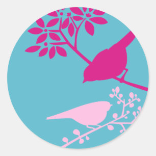 Colourful Birds Classic Round Sticker