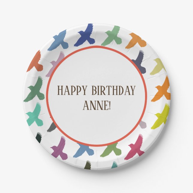 Colourful birds, Custom Paper Plates (Front)