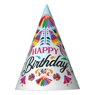 Colourful birds, Floral Mexican Pattern Party Hat