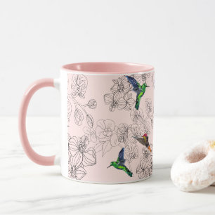 Colourful Birds Flying Mug Orchid Floweers