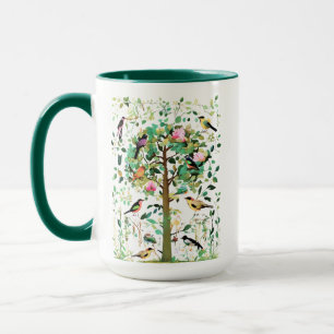Colourful Birds in a Flowering Tree Mug