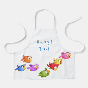 Colourful Birds Kid's Apron - Custom Text