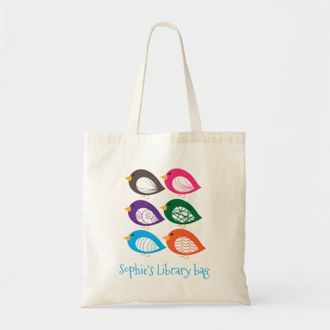 Colourful birds kid's library Tote Bag (Front)