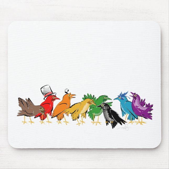 Colourful Birds of a Feather Mouse Pad (Front)