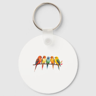 Colourful Birds On A Branch Songbirds Birding Bird Key Ring
